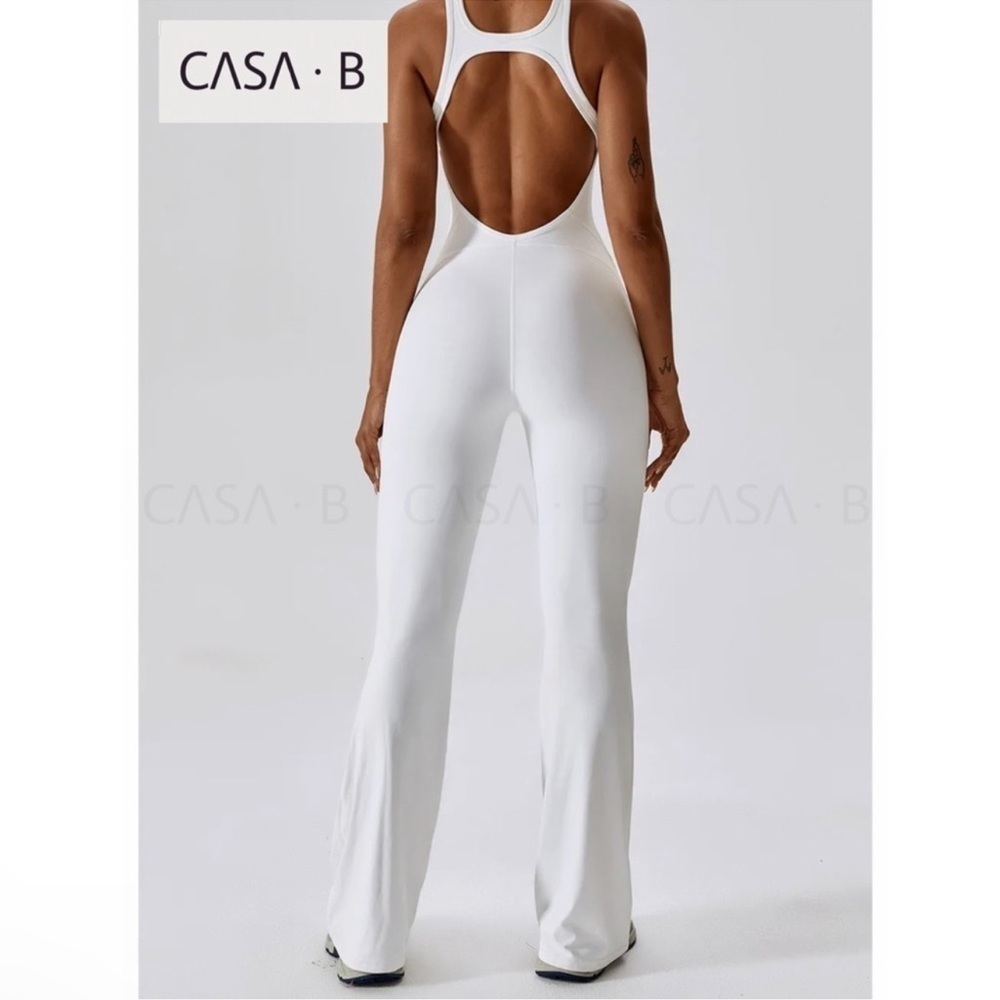 NEW to CASA B💫🤍| ARIA Essential Open Cut out Back Active White Jumpsuit - Picture 2 of 9